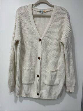 C&C California Cream Knit Button-Front Cardigan